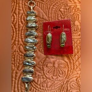 Matching Sterling Silver Bracelet & Pierced Earrings